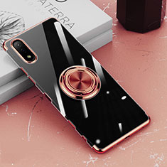 Silikon Hülle Handyhülle Ultradünn Schutzhülle Flexible Tasche Durchsichtig Transparent mit Magnetisch Fingerring Ständer für Sony Xperia Ace II SO-41B Rosegold