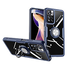 Silikon Hülle Handyhülle Ultradünn Schutzhülle Flexible Tasche Durchsichtig Transparent mit Magnetisch Fingerring Ständer ZL1 für Xiaomi Mi 11i 5G (2022) Silber und Blau