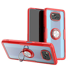 Silikon Hülle Handyhülle Ultradünn Schutzhülle Flexible Tasche Durchsichtig Transparent mit Magnetisch Fingerring Ständer ZL1 für Xiaomi Poco X3 NFC Rot