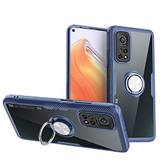 Silikon Hülle Handyhülle Ultradünn Schutzhülle Flexible Tasche Durchsichtig Transparent mit Magnetisch Fingerring Ständer ZL1 für Xiaomi Redmi K30S 5G Silber und Blau