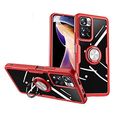 Silikon Hülle Handyhülle Ultradünn Schutzhülle Flexible Tasche Durchsichtig Transparent mit Magnetisch Fingerring Ständer ZL1 für Xiaomi Redmi Note 11 Pro+ Plus 5G Rot