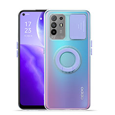 Silikon Hülle Handyhülle Ultradünn Schutzhülle Flexible Tasche Durchsichtig Transparent mit Ständer für Oppo F19 Pro+ Plus 5G Violett