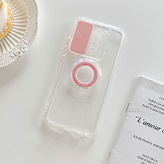 Silikon Hülle Handyhülle Ultradünn Schutzhülle Flexible Tasche Durchsichtig Transparent mit Ständer für Xiaomi Poco M2 Rosa