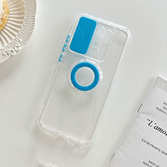 Silikon Hülle Handyhülle Ultradünn Schutzhülle Flexible Tasche Durchsichtig Transparent mit Ständer für Xiaomi Redmi 9 Prime India Hellblau