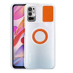 Silikon Hülle Handyhülle Ultradünn Schutzhülle Flexible Tasche Durchsichtig Transparent mit Ständer für Xiaomi Redmi Note 10T 5G Orange
