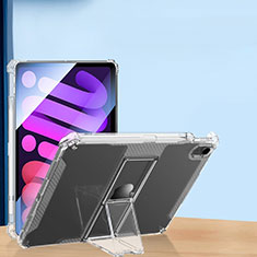 Silikon Hülle Handyhülle Ultradünn Schutzhülle Flexible Tasche Durchsichtig Transparent mit Ständer S01 für Apple iPad Mini 6 Klar