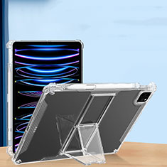 Silikon Hülle Handyhülle Ultradünn Schutzhülle Flexible Tasche Durchsichtig Transparent mit Ständer S01 für Apple iPad Pro 12.9 (2021) Klar