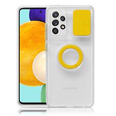 Silikon Hülle Handyhülle Ultradünn Schutzhülle Flexible Tasche Durchsichtig Transparent mit Ständer S01 für Samsung Galaxy A52 4G Gelb