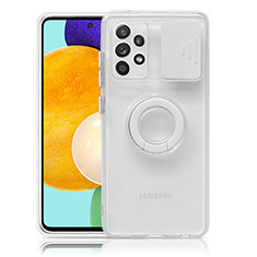 Silikon Hülle Handyhülle Ultradünn Schutzhülle Flexible Tasche Durchsichtig Transparent mit Ständer S01 für Samsung Galaxy A52 4G Weiß