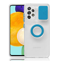 Silikon Hülle Handyhülle Ultradünn Schutzhülle Flexible Tasche Durchsichtig Transparent mit Ständer S01 für Samsung Galaxy A52 5G Hellblau
