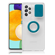 Silikon Hülle Handyhülle Ultradünn Schutzhülle Flexible Tasche Durchsichtig Transparent mit Ständer S01 für Samsung Galaxy A52s 5G Blau