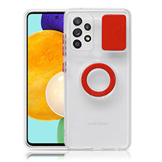 Silikon Hülle Handyhülle Ultradünn Schutzhülle Flexible Tasche Durchsichtig Transparent mit Ständer S01 für Samsung Galaxy A52s 5G Rot