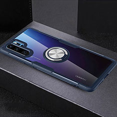 Silikon Hülle Handyhülle Ultradünn Schutzhülle Tasche Durchsichtig Transparent mit Fingerring Ständer C03 für Huawei P30 Pro Blau