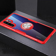 Silikon Hülle Handyhülle Ultradünn Schutzhülle Tasche Durchsichtig Transparent mit Fingerring Ständer C03 für Huawei P30 Pro New Edition Rot