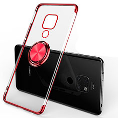 Silikon Hülle Handyhülle Ultradünn Schutzhülle Tasche Durchsichtig Transparent mit Magnetisch Fingerring Ständer C01 für Huawei Mate 20 Rot