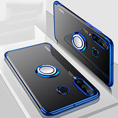 Silikon Hülle Handyhülle Ultradünn Schutzhülle Tasche Durchsichtig Transparent mit Magnetisch Fingerring Ständer C01 für Huawei P30 Lite New Edition Blau