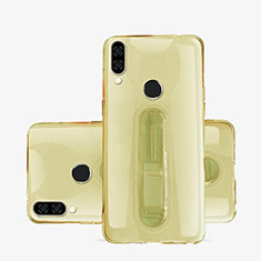 Silikon Hülle Handyhülle Ultradünn Schutzhülle Tasche Durchsichtig Transparent mit Ständer S01 für Huawei P20 Lite Gold