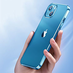 Silikon Hülle Handyhülle Ultradünn Tasche Durchsichtig Transparent für Apple iPhone 14 Blau