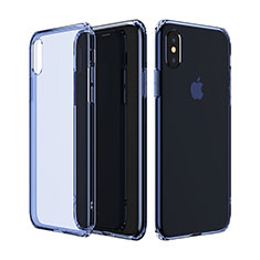 Silikon Hülle Handyhülle Ultradünn Tasche Durchsichtig Transparent für Apple iPhone X Blau