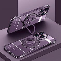 Silikon Hülle Handyhülle Ultradünn Tasche mit Mag-Safe Magnetic Magnetisch Durchsichtig Transparent AC1 für Apple iPhone 13 Pro Max Violett