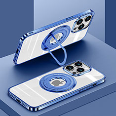 Silikon Hülle Handyhülle Ultradünn Tasche mit Mag-Safe Magnetic Magnetisch Durchsichtig Transparent AC1 für Apple iPhone 14 Pro Max Blau