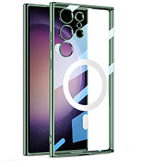 Silikon Hülle Handyhülle Ultradünn Tasche mit Mag-Safe Magnetic Magnetisch Durchsichtig Transparent AC1 für Samsung Galaxy S21 Ultra 5G Grün