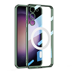 Silikon Hülle Handyhülle Ultradünn Tasche mit Mag-Safe Magnetic Magnetisch Durchsichtig Transparent AC1 für Samsung Galaxy S24 5G Grün