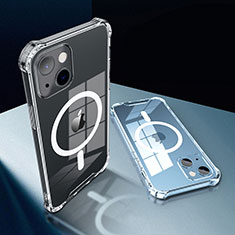 Silikon Hülle Handyhülle Ultradünn Tasche mit Mag-Safe Magnetic Magnetisch Durchsichtig Transparent für Apple iPhone 15 Plus Klar