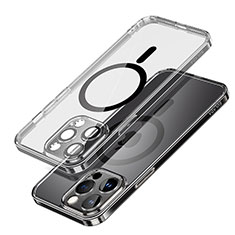 Silikon Hülle Handyhülle Ultradünn Tasche mit Mag-Safe Magnetic Magnetisch Durchsichtig Transparent LD1 für Apple iPhone 15 Pro Max Schwarz