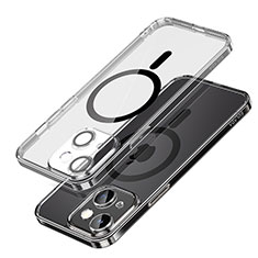 Silikon Hülle Handyhülle Ultradünn Tasche mit Mag-Safe Magnetic Magnetisch Durchsichtig Transparent LD1 für Apple iPhone 15 Schwarz