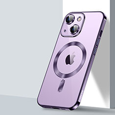 Silikon Hülle Handyhülle Ultradünn Tasche mit Mag-Safe Magnetic Magnetisch Durchsichtig Transparent LD2 für Apple iPhone 15 Violett