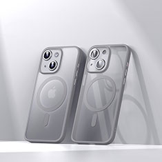 Silikon Hülle Handyhülle Ultradünn Tasche mit Mag-Safe Magnetic Magnetisch Durchsichtig Transparent LD4 für Apple iPhone 14 Grau
