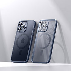 Silikon Hülle Handyhülle Ultradünn Tasche mit Mag-Safe Magnetic Magnetisch Durchsichtig Transparent LD4 für Apple iPhone 15 Pro Blau