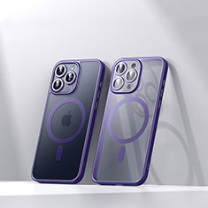 Silikon Hülle Handyhülle Ultradünn Tasche mit Mag-Safe Magnetic Magnetisch Durchsichtig Transparent LD4 für Apple iPhone 15 Pro Violett