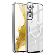 Silikon Hülle Handyhülle Ultradünn Tasche mit Mag-Safe Magnetic Magnetisch Durchsichtig Transparent M02 für Samsung Galaxy S21 FE 5G Silber