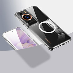 Silikon Hülle Handyhülle Ultradünn Tasche mit Mag-Safe Magnetic Magnetisch Durchsichtig Transparent QK1 für Huawei P60 Klar