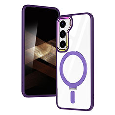 Silikon Hülle Handyhülle Ultradünn Tasche mit Mag-Safe Magnetic Magnetisch Durchsichtig Transparent SD1 für Samsung Galaxy S24 5G Violett