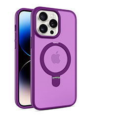 Silikon Hülle Handyhülle Ultradünn Tasche mit Mag-Safe Magnetic Magnetisch Durchsichtig Transparent T02 für Apple iPhone 14 Pro Violett