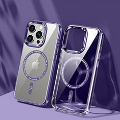 Silikon Hülle Handyhülle Ultradünn Tasche mit Mag-Safe Magnetic Magnetisch Durchsichtig Transparent TB1 für Apple iPhone 14 Pro Max Violett