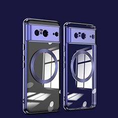 Silikon Hülle Handyhülle Ultradünn Tasche mit Mag-Safe Magnetic Magnetisch Durchsichtig Transparent TB1 für Google Pixel 8 5G Violett