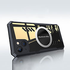 Silikon Hülle Handyhülle Ultradünn Tasche mit Mag-Safe Magnetic Magnetisch Durchsichtig Transparent XD1 für Apple iPhone 14 Schwarz