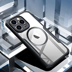 Silikon Hülle Handyhülle Ultradünn Tasche mit Mag-Safe Magnetic Magnetisch Durchsichtig Transparent XD5 für Apple iPhone 15 Pro Max Schwarz