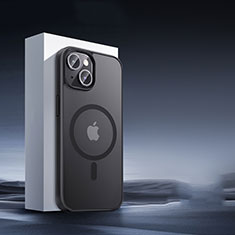 Silikon Hülle Handyhülle Ultradünn Tasche mit Mag-Safe Magnetic Magnetisch Durchsichtig Transparent XD5 für Apple iPhone 15 Schwarz