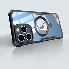 Silikon Hülle Handyhülle Ultradünn Tasche mit Mag-Safe Magnetic Magnetisch Durchsichtig Transparent XD7 für Apple iPhone 14 Pro Max Schwarz