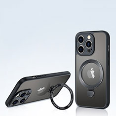 Silikon Hülle Handyhülle Ultradünn Tasche mit Mag-Safe Magnetic Magnetisch Durchsichtig Transparent XD8 für Apple iPhone 15 Pro Max Schwarz