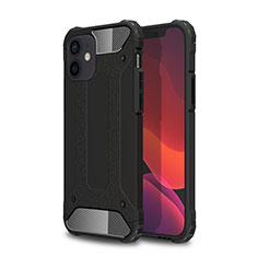 Silikon Hülle Handyhülle und Kunststoff Schutzhülle Hartschalen Tasche für Apple iPhone 12 Mini Schwarz