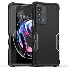 Silikon Hülle Handyhülle und Kunststoff Schutzhülle Hartschalen Tasche für Motorola Moto Edge 20 Pro 5G Schwarz