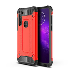 Silikon Hülle Handyhülle und Kunststoff Schutzhülle Hartschalen Tasche für Motorola Moto G8 Power Rot