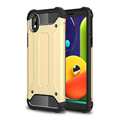 Silikon Hülle Handyhülle und Kunststoff Schutzhülle Hartschalen Tasche für Samsung Galaxy A01 Core Gold