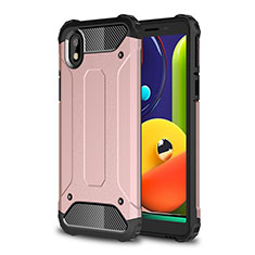 Silikon Hülle Handyhülle und Kunststoff Schutzhülle Hartschalen Tasche für Samsung Galaxy A01 Core Rosegold